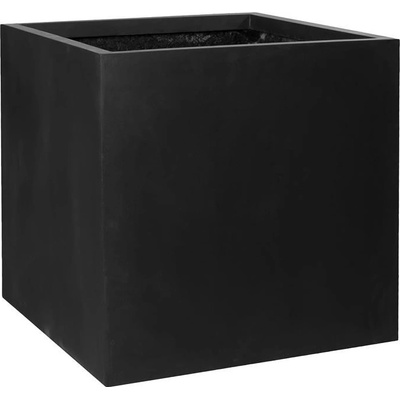 Pottery Pots květináč čtvercový Block XXL Black Natural Fiberstone 70 x 70 x 70 cm