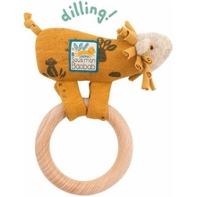 Moulin Roty Dřevěný kroužek s chrastícím lvíčkem