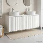 vidaXL Комплект шкафове за баня 3 бр. Бял гланц 161, 5 x 44, 5 x 82 см (3405671)
