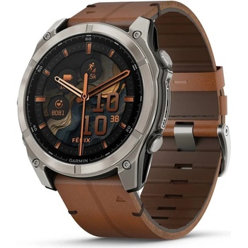 Garmin Fenix 8 AMOLED 51mm Sapphire Titanium Black/Chestnut Leather Strap 010-02905-40