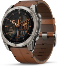 Garmin Fenix 8 AMOLED 51mm Sapphire Titanium Black/Chestnut Leather Strap 010-02905-40