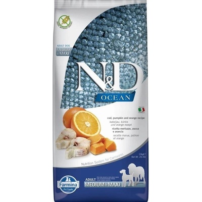 N&D Ocean Dog Adult Medium & Maxi Low Grain Codfish & Orange 12 kg