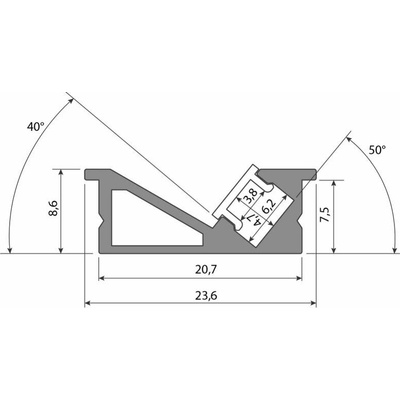 ML-761.361.74.1 Vestavný hliníkový profil VE černý 24x10mm, včetně mléčného difuzoru, 1m