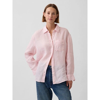 GAP ľanová oversize košeľa Ružová