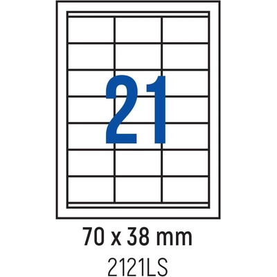 Spree Етикети лепящи 21 бр. , 70.0x38 мм, 100 л. , A4, кант 2 (3800884030967)