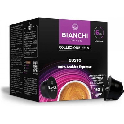 Bianchi Collezione Nero Gusto 100% Арабика 16 бр. кафе капсули система Dolce Gusto
