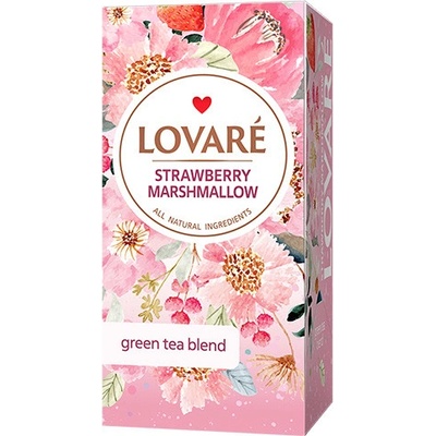 Lovaré Zelený aromatizovaný čaj Strawberry Marshmallow 24 sáčků 36 g