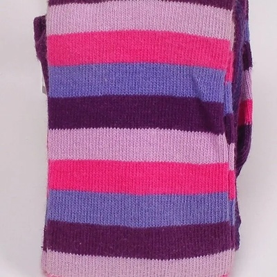 Детски чорапогащник в лилаво с цветно райе