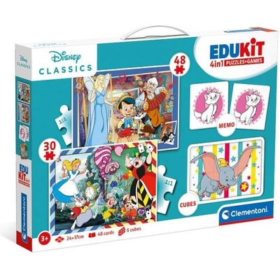 Clementoni EDUkit - Disney Classics 4в1 (пексесо, 48 + 30 пъзел, 6 кубчета) (18290)