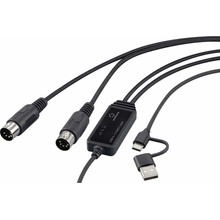 Renkforce RF-6439636 USB, MIDI adaptér [2x DIN zástrčka 5pol. - 1x USB-C®, USB A] černá 2 m