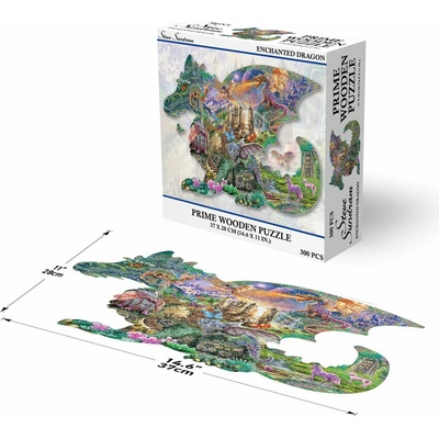 PRIME 3D Dřevěné puzzle Začarovaní draci 300 ks