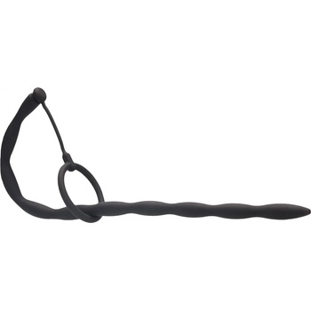 Image 1 of Ouch! Silicone Plug & Cock Ring Set Urethral Sounding Black