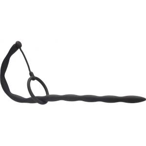 Ouch! Silicone Plug & Cock Ring Set Urethral Sounding Black