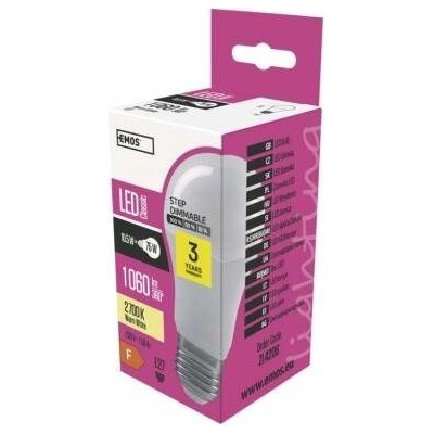 Emos LED žárovka Classic A60, 11.5W/75W E27, WW teplá bílá, 1060 lm, Classic, F, stmívatelná vypínačem
