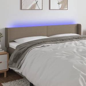 vidaXL LED горна табла за легло, таупе, 203x16x78/88 см, плат (3122982)