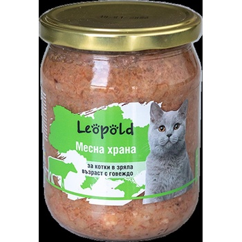 Image 1 of Leopold Cat - Пълноценна консервирана храна за израснали котки с говеждо месо и зеленчуци, 460 гр