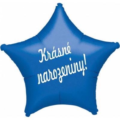 Fóliový Balónek hvězda modrá Krásné narozeniny!