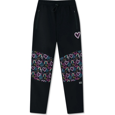 Wolf & Wolfie B2591B Dívčí softshellové kalhoty, zateplené černá srdíčka