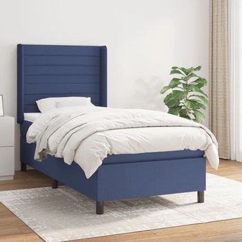 vidaXL Боксспринг легло с матрак, синьо, 100x200 см, плат (3131495)