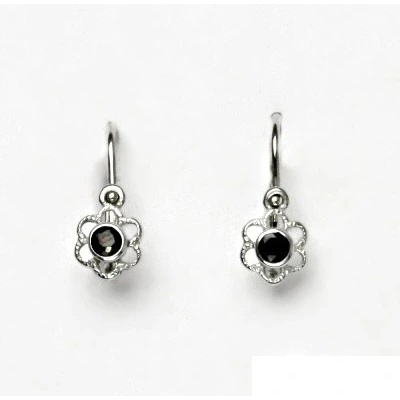 Čištín stříbrné dětské náušnice kytička přírodní granát VE 197