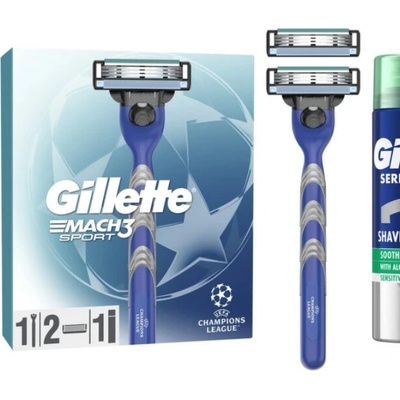 Gillette Mach 3 sport pre mužov strojček sport + 2 náhradná hlavica + gél na holenie 200 ml darčeková sada
