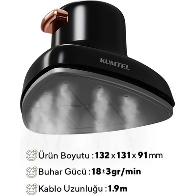 Kumtel Мини уредът за гладене на пара kumtel hmgs-04, Мощност 800 w, Постоянна пара 18 г/мин, Резервоар 50 мл. , Кабел 1, 9 м, Черен (el-85320)