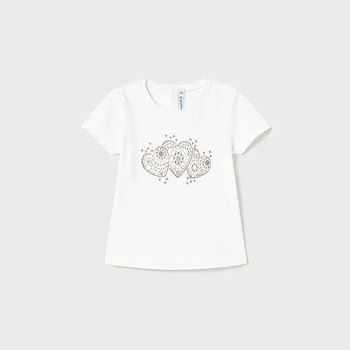 MAYORAL Тениска с къс ръкав basic в бяло за бебе момиче със златни и сребристи глитери Майорал