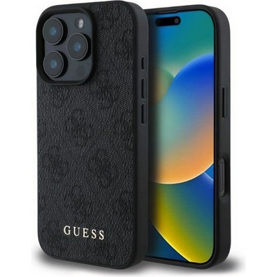 CG Mobile iPhone 16 Pro GUESS 4G METAL GOLD LOGO пластмасов екран на телефона текстилен заден капак BLACK GUHCP16LG4GFGR (GUHCP16LG4GFGR)