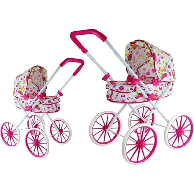 LEANToys Retro s květinami a velkými koly -růžový