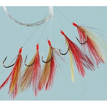 Fladen Feather červeno žltý 5 hákový 1/0 0,60mm