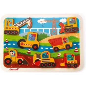 Image 1 of Janod - Забавен дървен пъзел с фигурки - Строителна площадка (J07077)