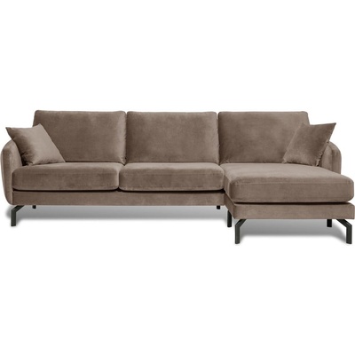 Scandic Кафяво-бежов ъглов диван от кадифе (десен ъгъл) Magic - Scandic (16557SN-mouse)