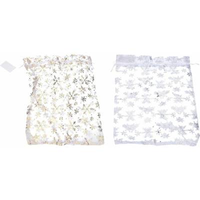 Sáček ORGANZA Vločky 25x35 cm Vánoce