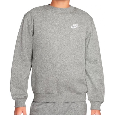 Nike Детски пуловер Nike Kid's NSW Club Fleece Crew L/S Longsleeve - Dark Grey Heather / White (704-6161-0214)