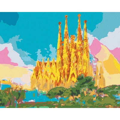 Zuty Malování Podle Čísel Duhová Sagrada Familia 80 x 100 cm Plátno Rám