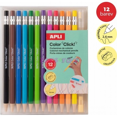 Apli Color Click sada mechanická pastelka 12 různých barev 20546