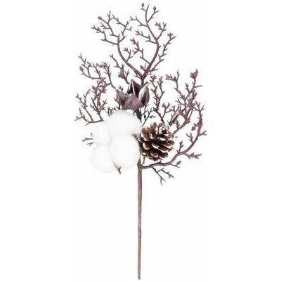 Slovakia Trend Vetvička MagicHome Vianoce, s bavlnou a šiškou, 30 cm