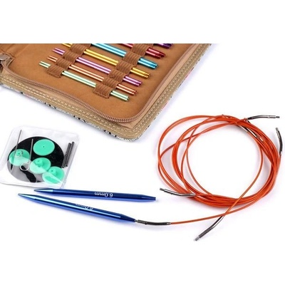 Jehlice kruhové šroubovací v pouzdře (sada: 9párů) šedokrémová