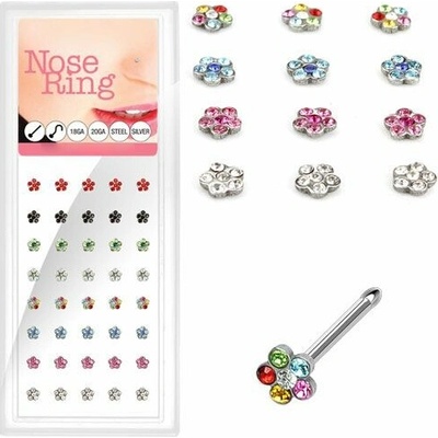 S4U Sada 40ti piercingů do nosu, 4mm kytička 0,8 mm N0000-41