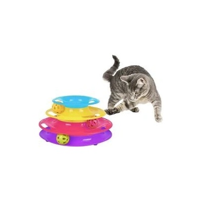 Flamingo interaktivní hračka pro kočku patrový kolotoč s míčky 26 x 13 cm