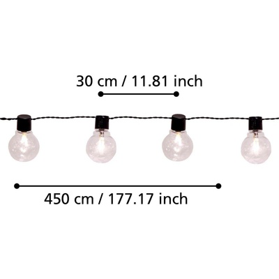 Eglo 900213 LED Venkovní dekorační řetěz PARTAJ 16xLED 0,064W 24V IP44 černá EG900213