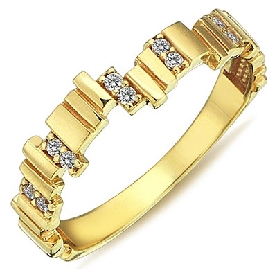 Lillian Vassago Zlatý prsten s geometrickými tvary a zirkony LLV98 GR077Y