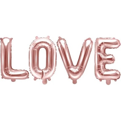 PartyDeco Fóliový balón LOVE růžovo-zlatý 140 x 35 cm