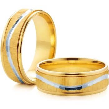 Image 1 of SAVICKI Сватбени халки: двуцветно злато, плоски. 6 мм