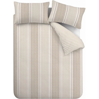 Catherine Lansfield Бежово двойно 3 части спално бельо 200x200 cm Banded Stripe - Catherine Lansfield (BD/61203/W/DQS/NT)