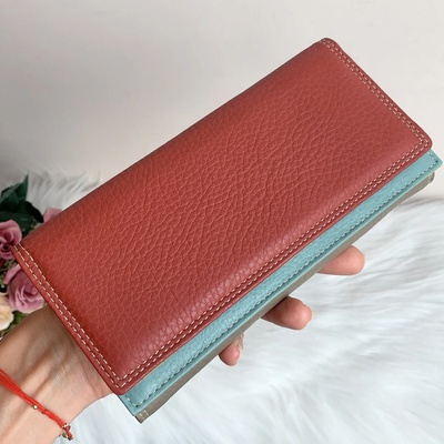 Естествена кожа портмоне Модел-Е1652 Red/grey