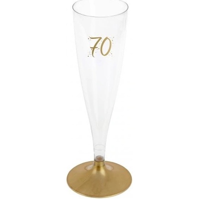 Paris Dekorace Šampusky plastové 70. narozeniny zlaté 6 x 140 ml