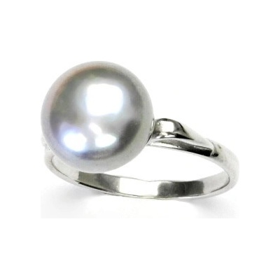 Čištín Stříbrný prstýnek přírodní perla šedá velká ze stříbra T 1510