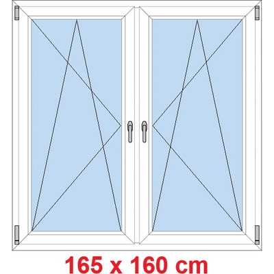 Soft Dvoukřídlé plastové okno 165x160 cm OS+OS se sloupkem Bílá