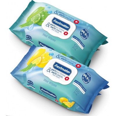 Freshmaker Antibakteriální vlhčené ubrousky na ruce a tělo Lime&Mint 120 ks